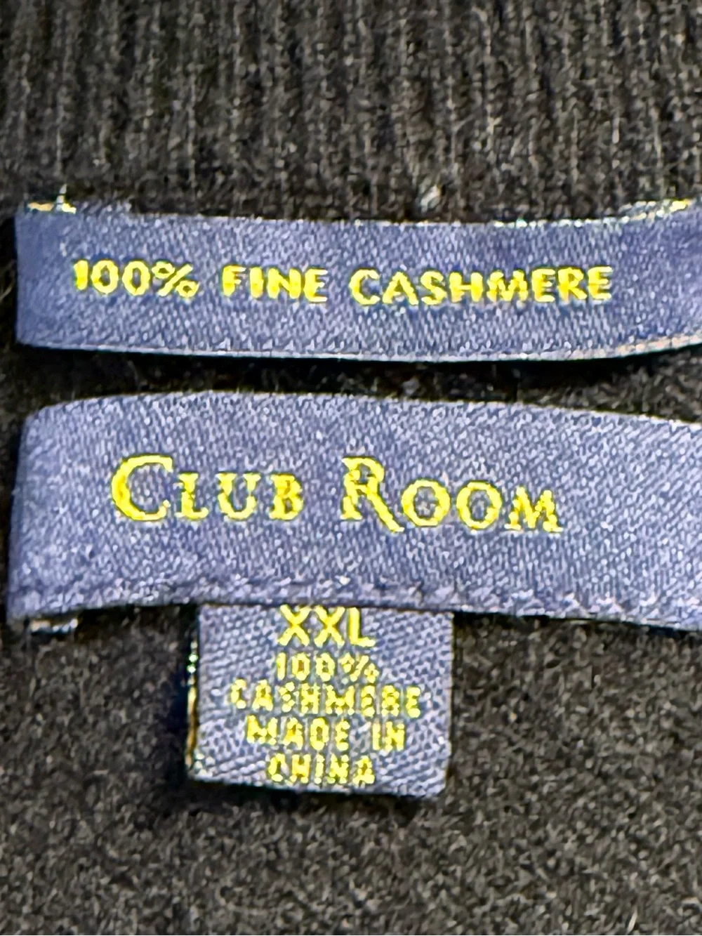 Club Room 100% Fine Cashmere Black V-Neck Sweater Men’s XXL